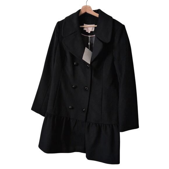 NWT Gal Meets Glam Wool Blend Peacoat Trench Coat Womens Large Classy New $270 - Picture 2 of 7